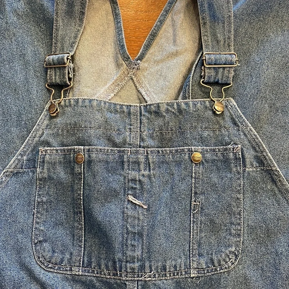 Craftsman men’s stonewashed denim utility overalls lots pockets adj straps sz 44